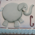 Fondant elephant  babyshower cake.