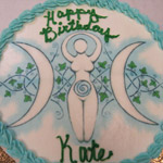 Goddess Symbol printed on a cake.